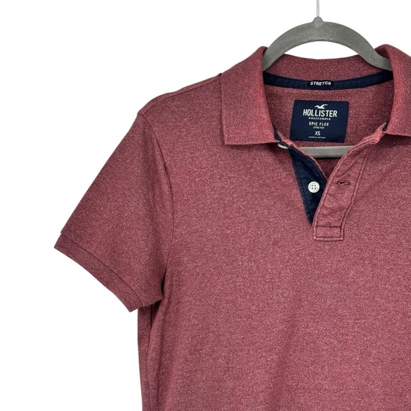 Men’s Hollister Size XS Red Heather Epic Flex Stretch Short Sleeve Polo Shirt - Picture 3 of 8